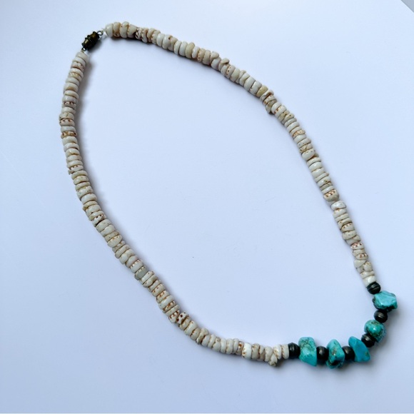 VINTAGE TURQUOISE & HEISHI SHELL SURFER NECKLACE - Picture 4 of 8